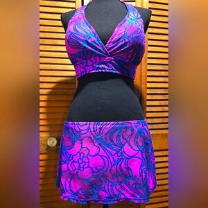 Women's Purple and Blue Swirl Swim Set
